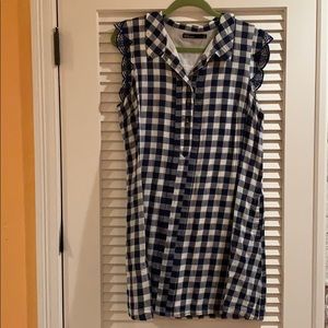 Dear Creatures navy gingham dress - size L
